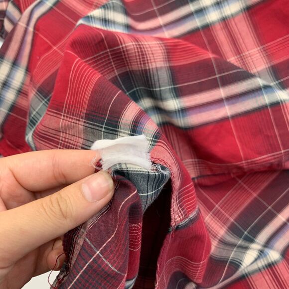 Plains Westernwear Shirt Mens XL Extra Large Red Snap Button Plaid Lightweight - Picture 10 of 12